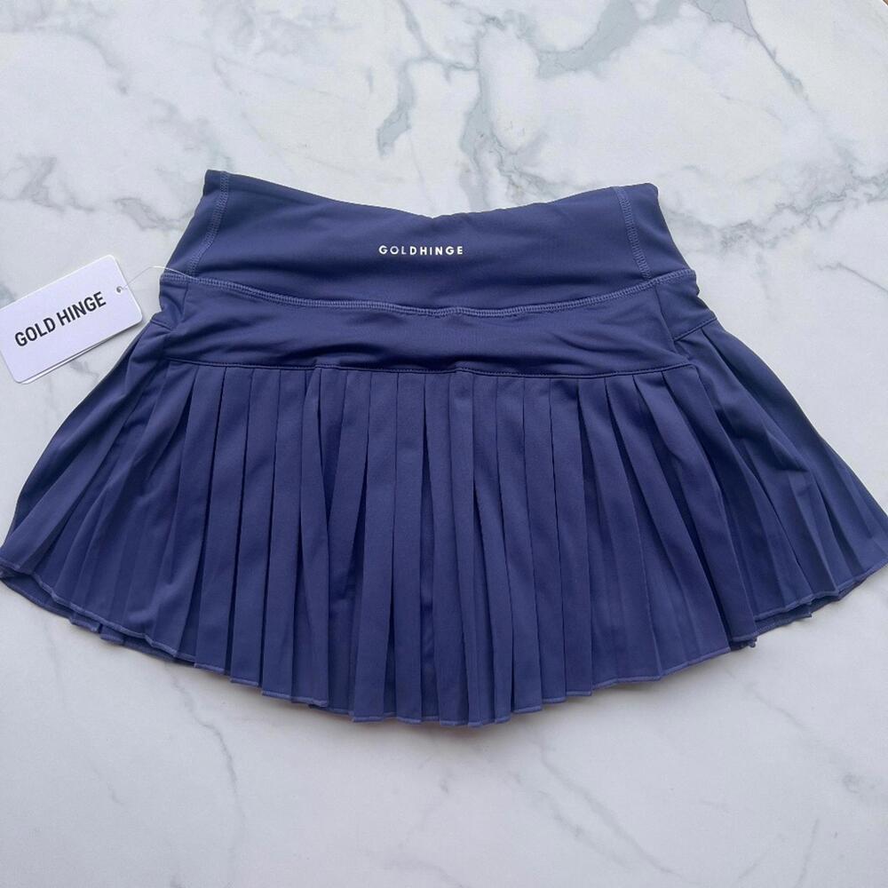 Gold Hinge True Navy Tennis Pleated Skirt with Shorts Skort
